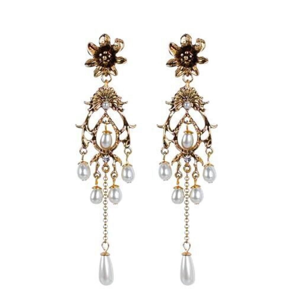 2302 Gold Vintage Dangle Earrings prom vintage Earrings Statement Retro